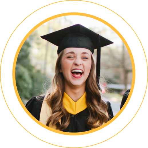 Transitioning to College- laughing female graduate